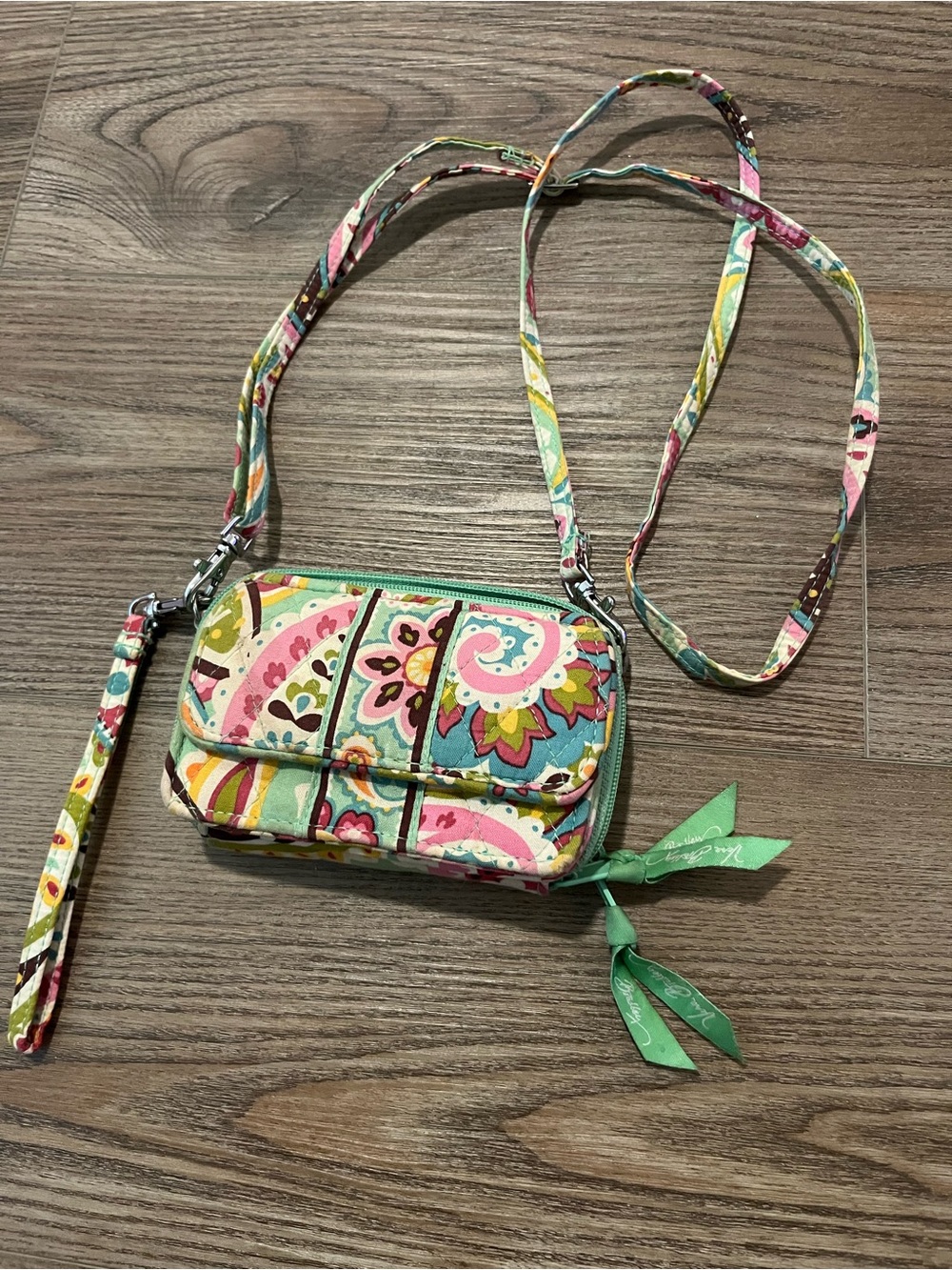 Vera Bradley All in One Crossbody Bag Quilted Green Floral